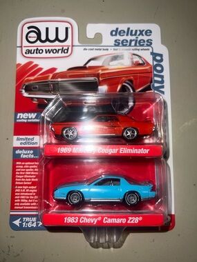 Auto World 1969 Mercury Cougar Eliminator & 1983 Camaro Z28 2 pk limited edition